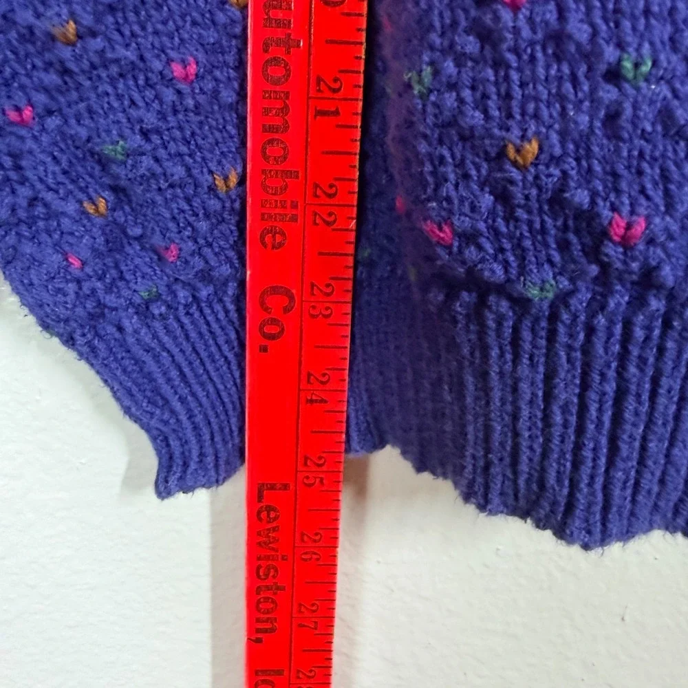 REI Sweater Women Large Blue Pointelle Knit Vintage Crewneck Pullover USA